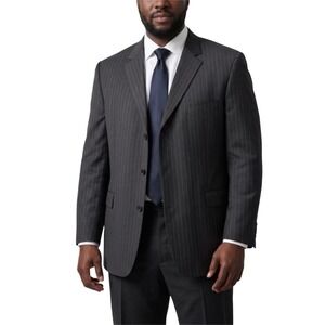 Pronto Uomo Couture Mens 48L Suit Jacket Super 120s Wool Charcoal Pinstripe